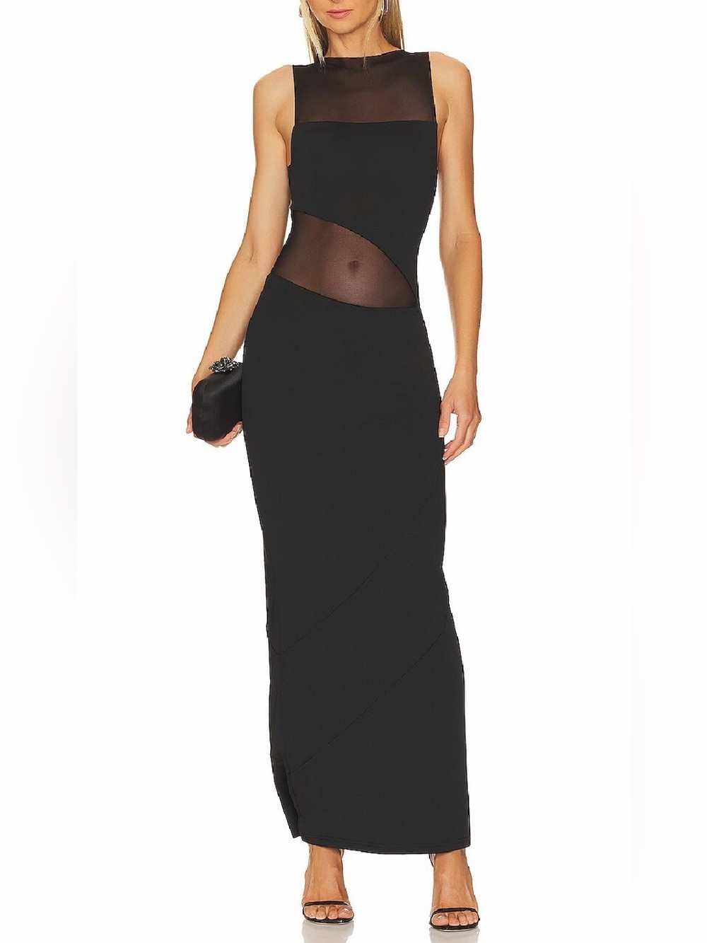 superdown Black Sheer-Panel Maxi Dress
